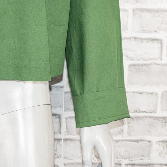 Khadi & Co Bess Nielsen Long Sleeve Button up Blouse in Green Women's Size L - Picture 8 of 12